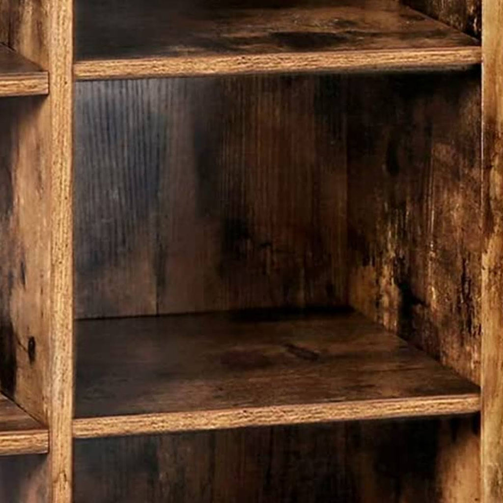 Rustic Brown Wooden Storage Cabinet with Shutter Door and 3 Compartments O1238