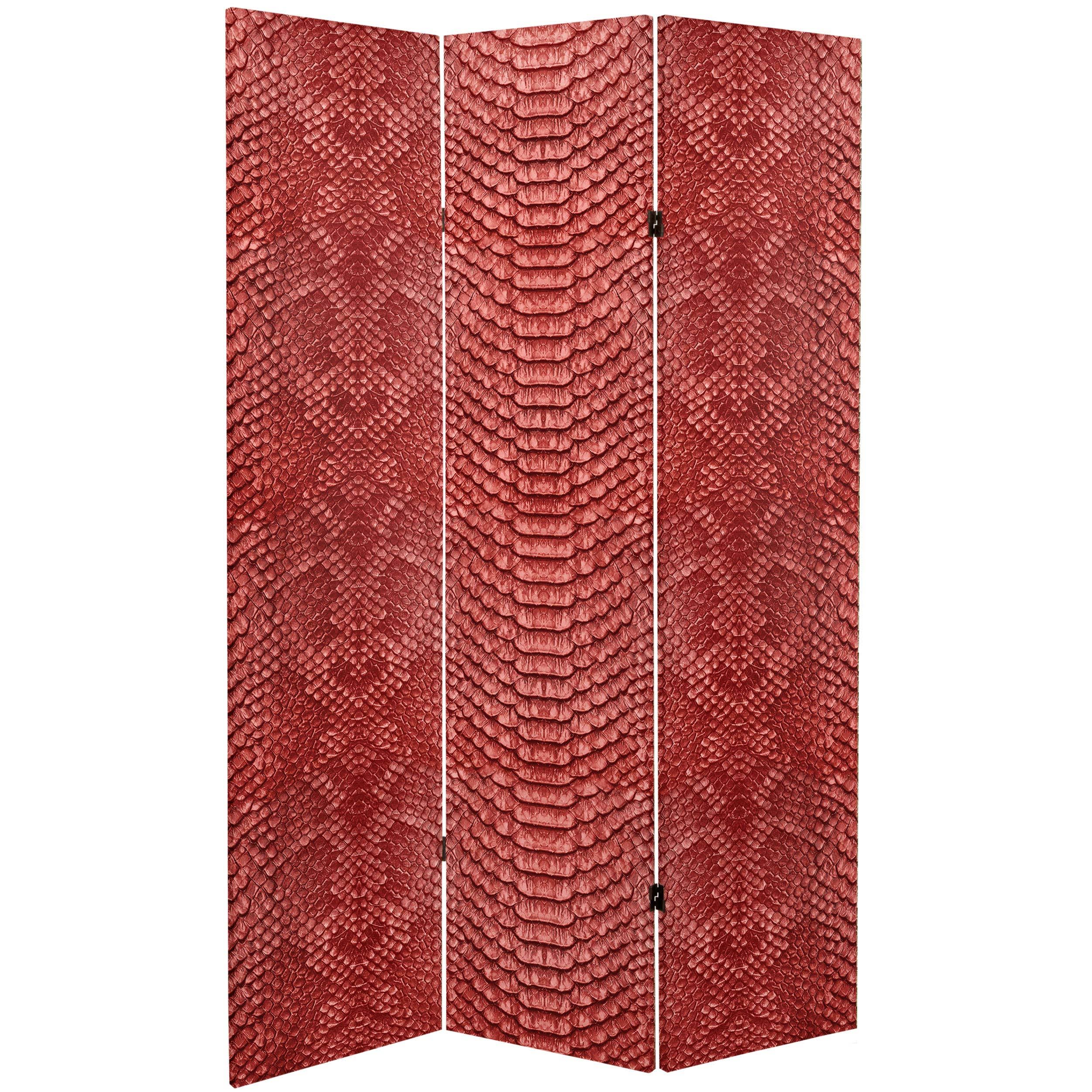 Red Snake Print Canvas Room Divider W1170