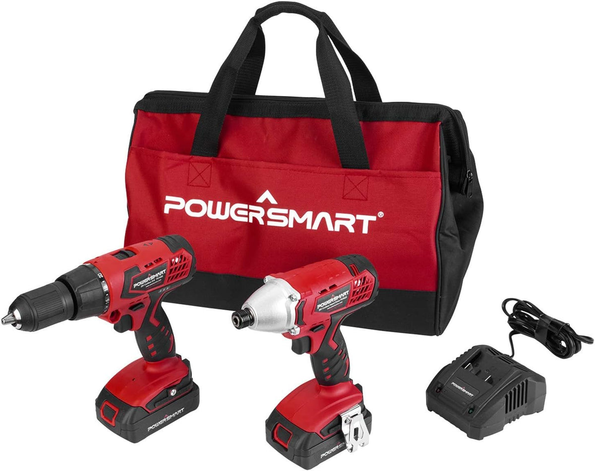 20V Max Cordless Drill Set Compact Driver Circular Saw Reciprocating Saw LED Flashlight 4-Tool Combo Kits with 2 Lithium-Ion Batteries T53977