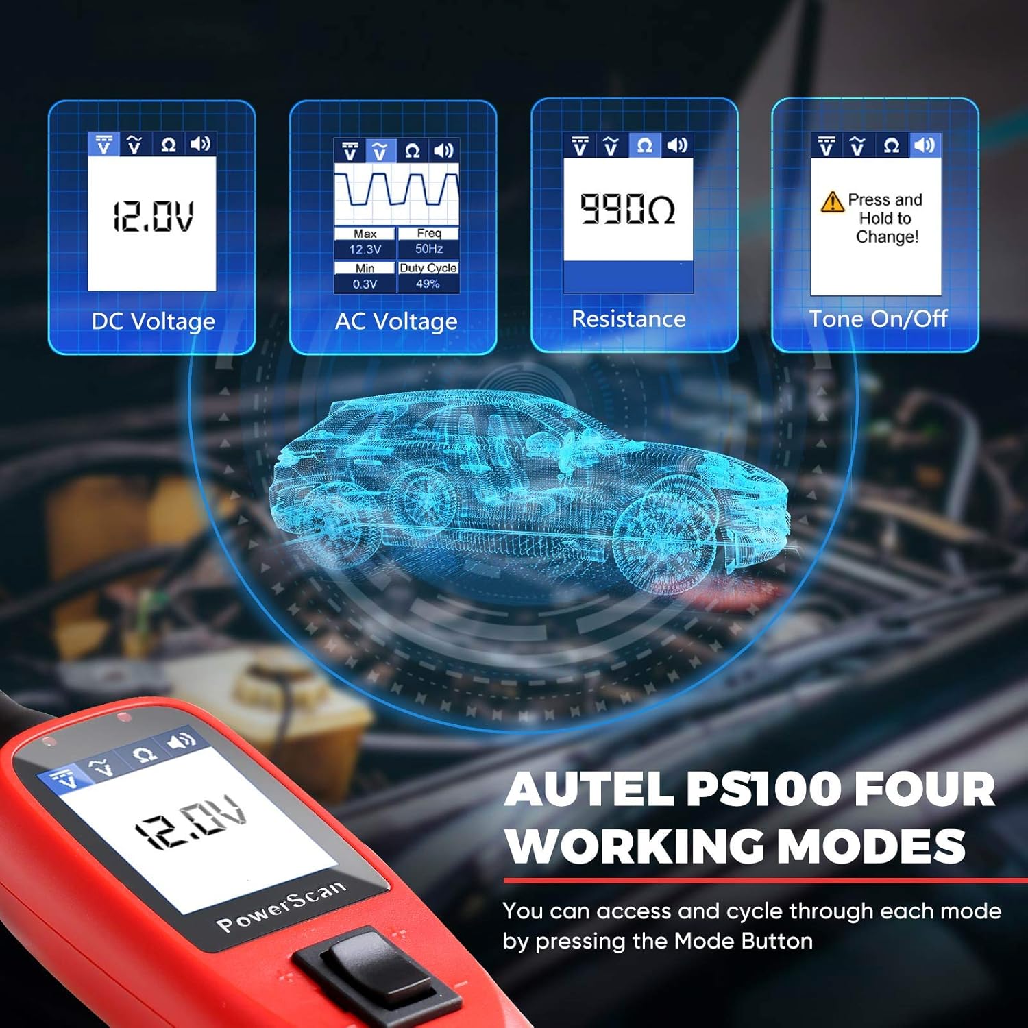Red Automotive Circuit Tester Digital Voltmeter R81610