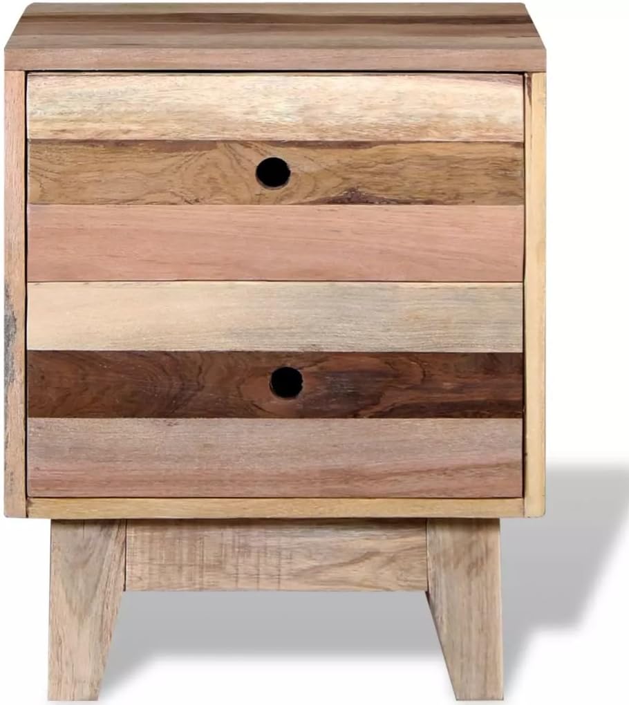 Solid Reclaimed Wood Bedside Cabinet Nightstand Chest I4317