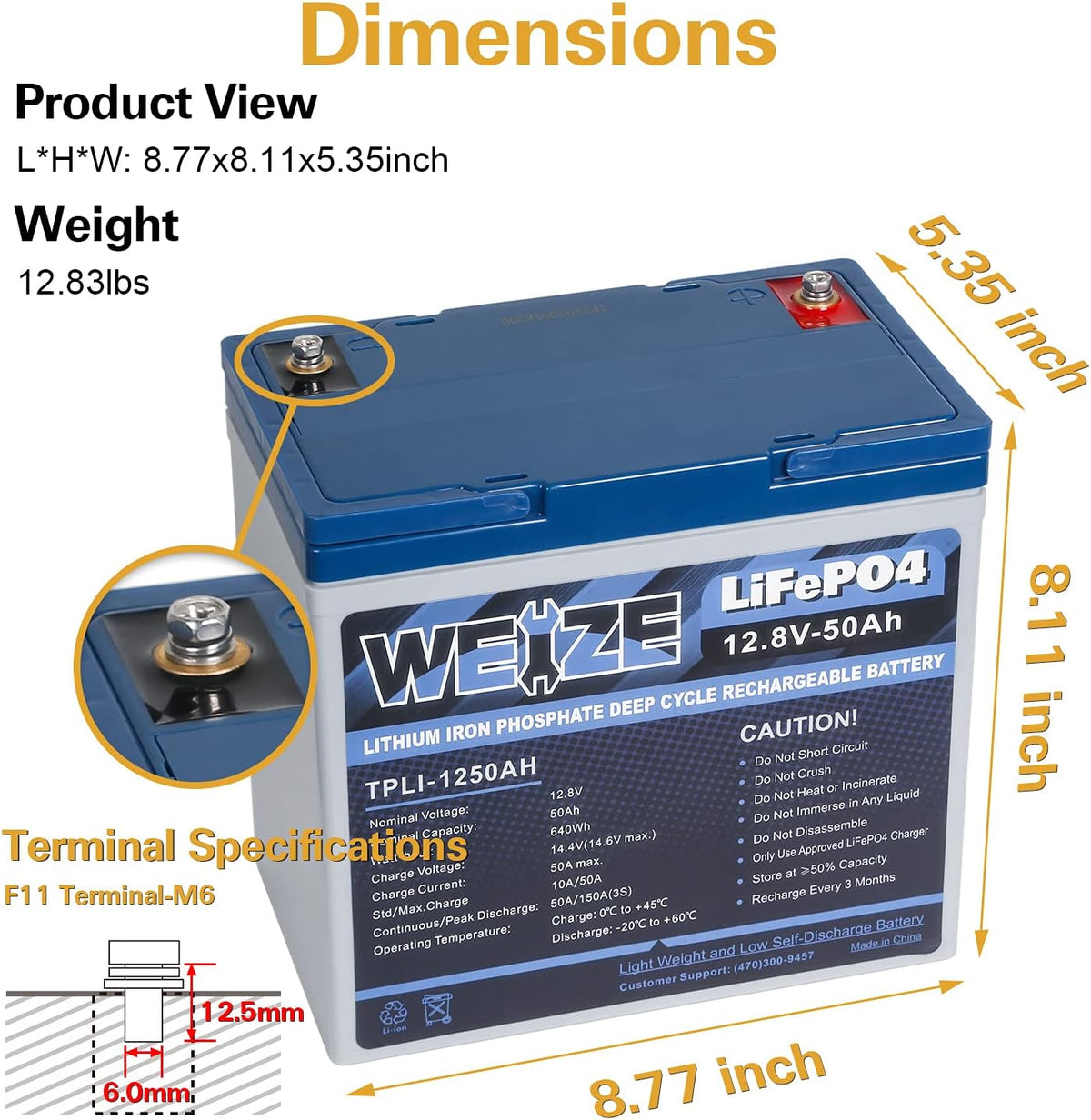 12V 50Ah LiFePO4 Lithium Battery with Smart BMS E19810