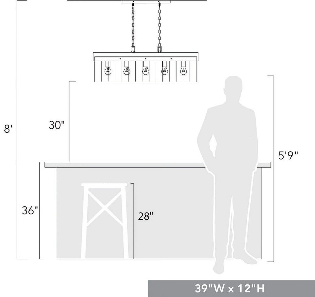 Antique Black Iron Linear Pendant Y5803