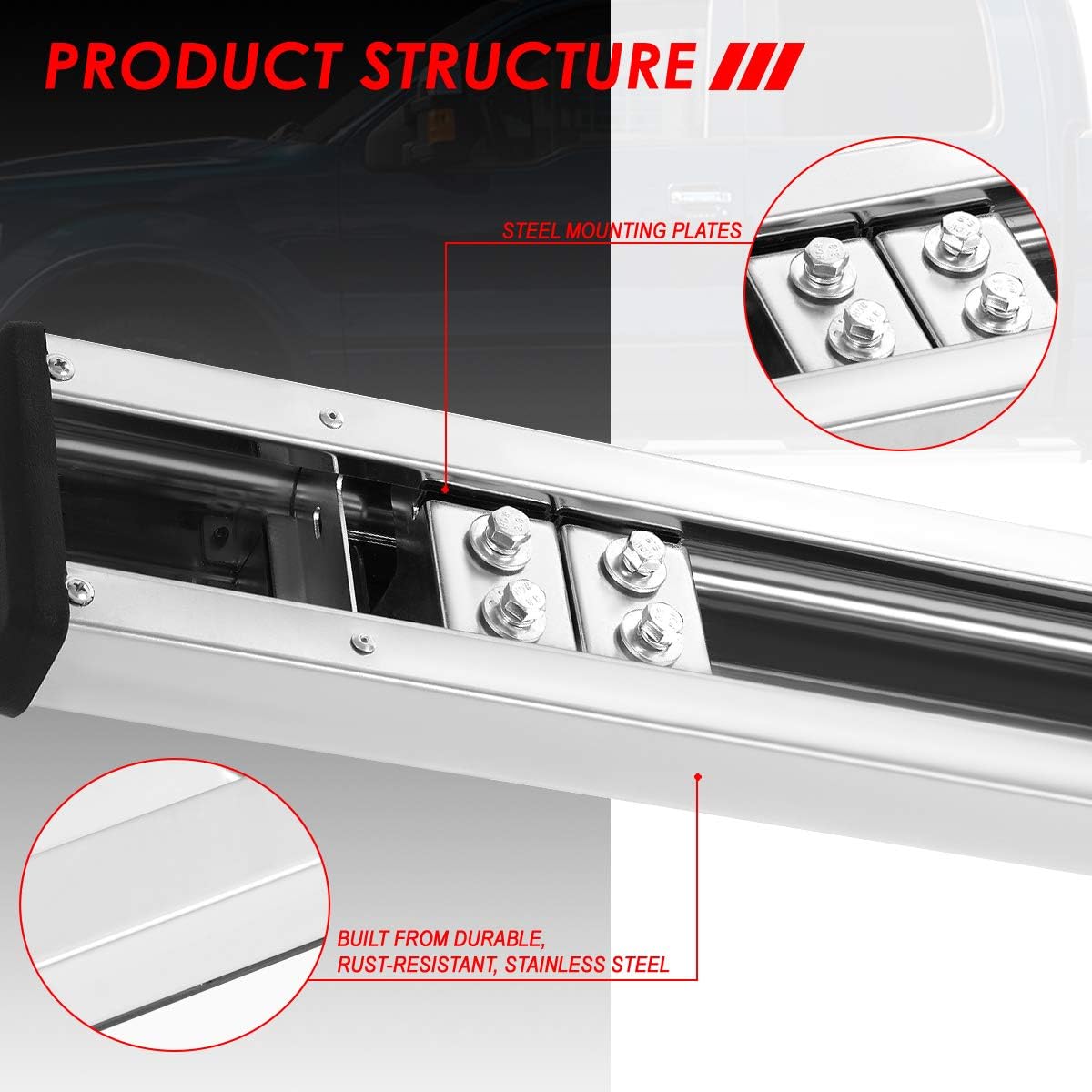 Polished Chrome Stainless Steel Nerf Bar Running Boards A456757