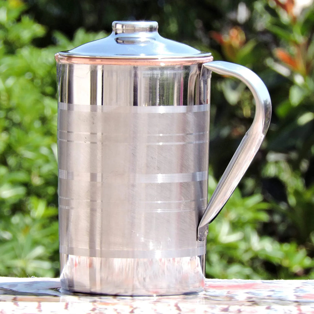 Stainless Steel and Copper Pitcher with Lid, 1.7 Lt. F667