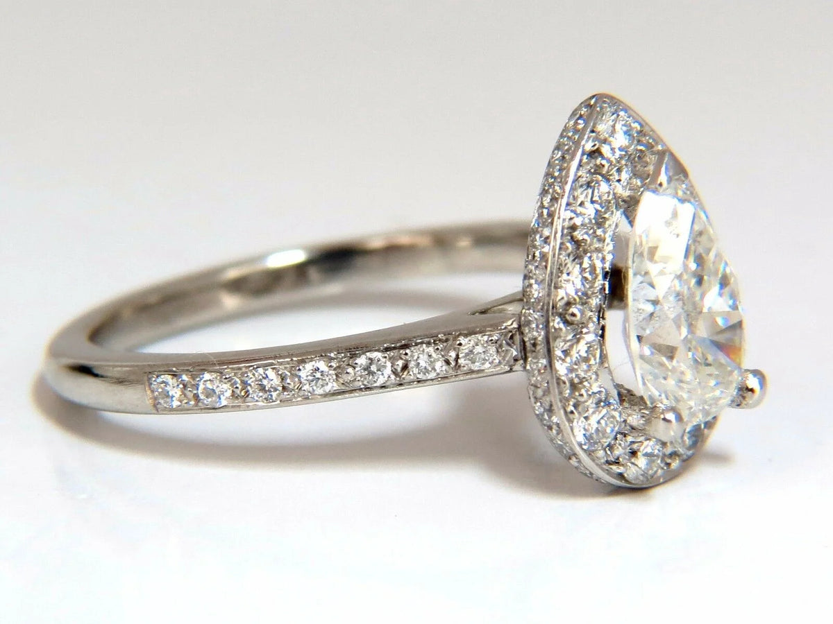 1.15ct Pear Shape Diamond Ring with 1.00ct Round Accents Platinum R3965