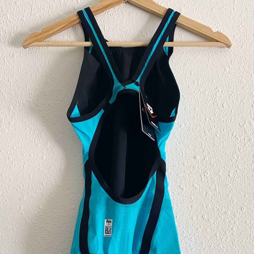 Open Back Turquoise-Black 28 Swimsuit B3729