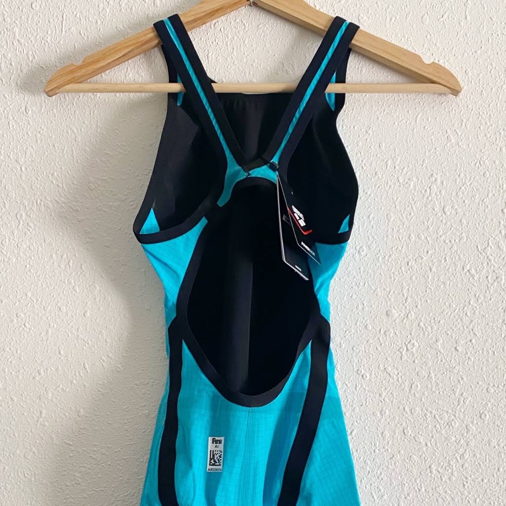Open Back Turquoise-Black 28 Swimsuit B3729
