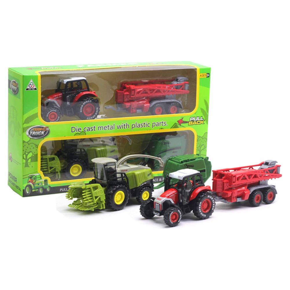 2Pcs 1/42 Diecast Tractor Harvester Farm Vehicle Car Model Toy D21105