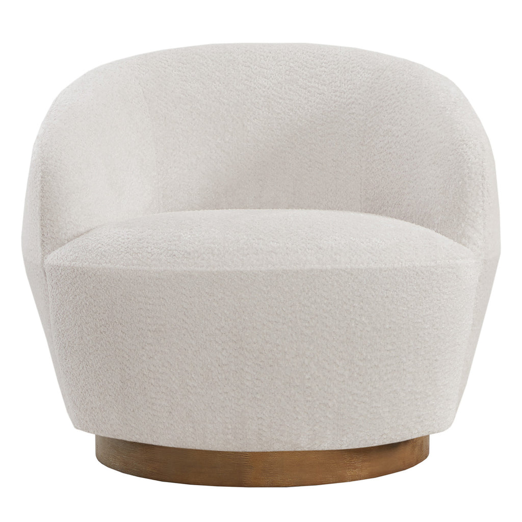 White Fabric Swivel Barrel Accent Chair T948