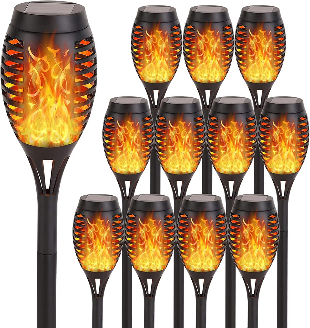 12 Pack Solar Torch Lights Outdoor, LED Flickering Solar Lights, Waterproof Flame Lights I347