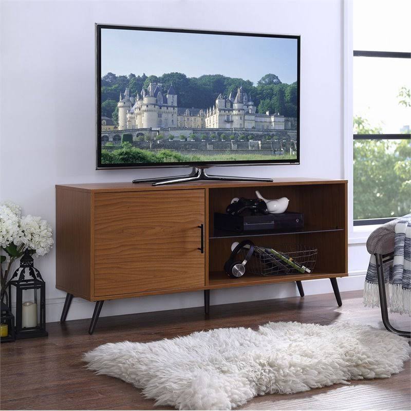 Pecan TV Stand with Black Legs N205822