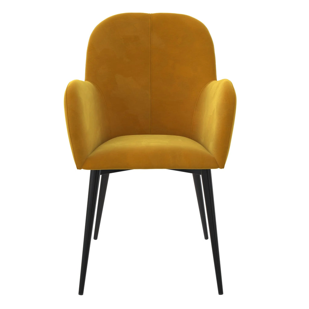 Mustard Yellow Velvet Accent Chair with Metal Legs N662