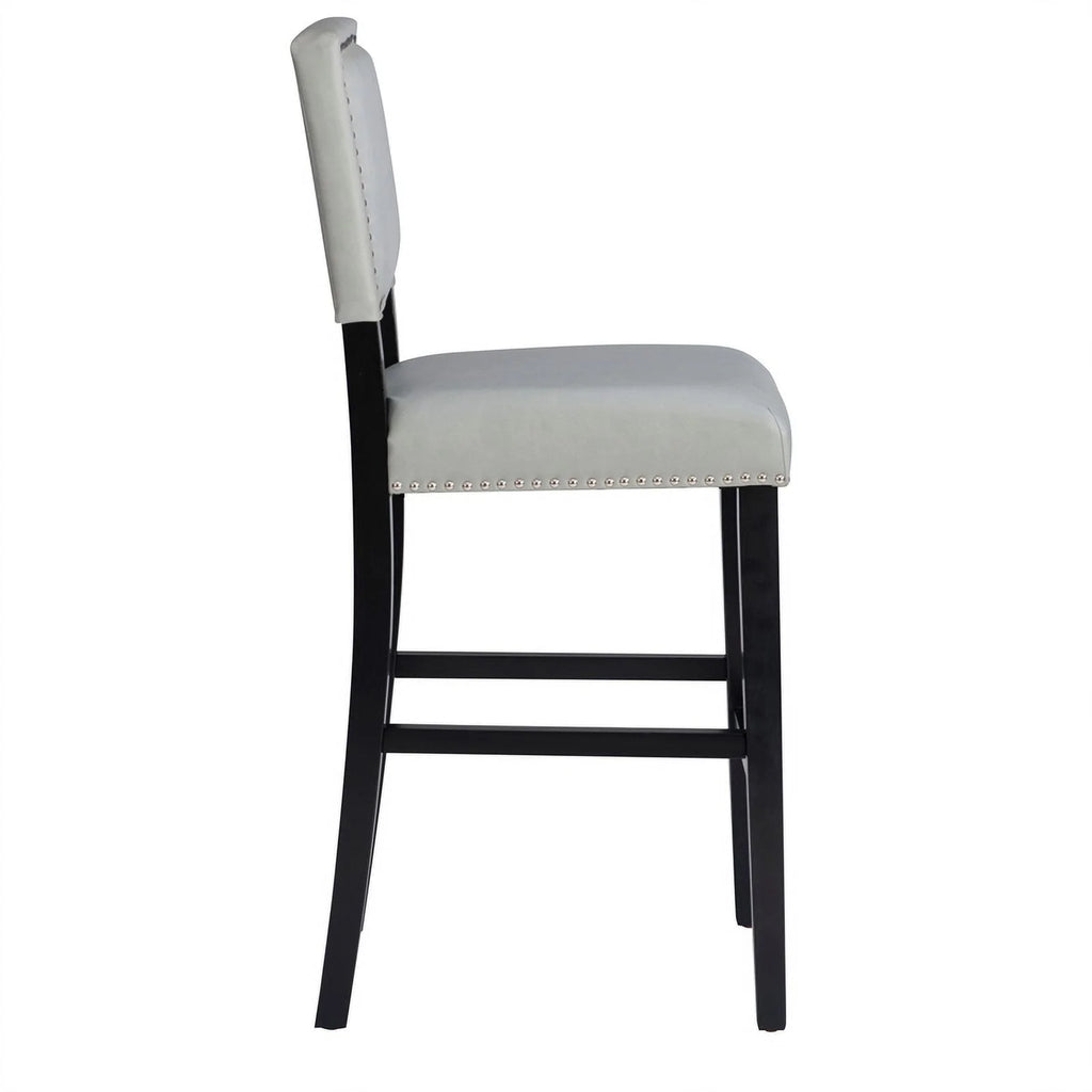 30" Faux Leather & Wood Bar Stool in Dove Gray/Black P31552