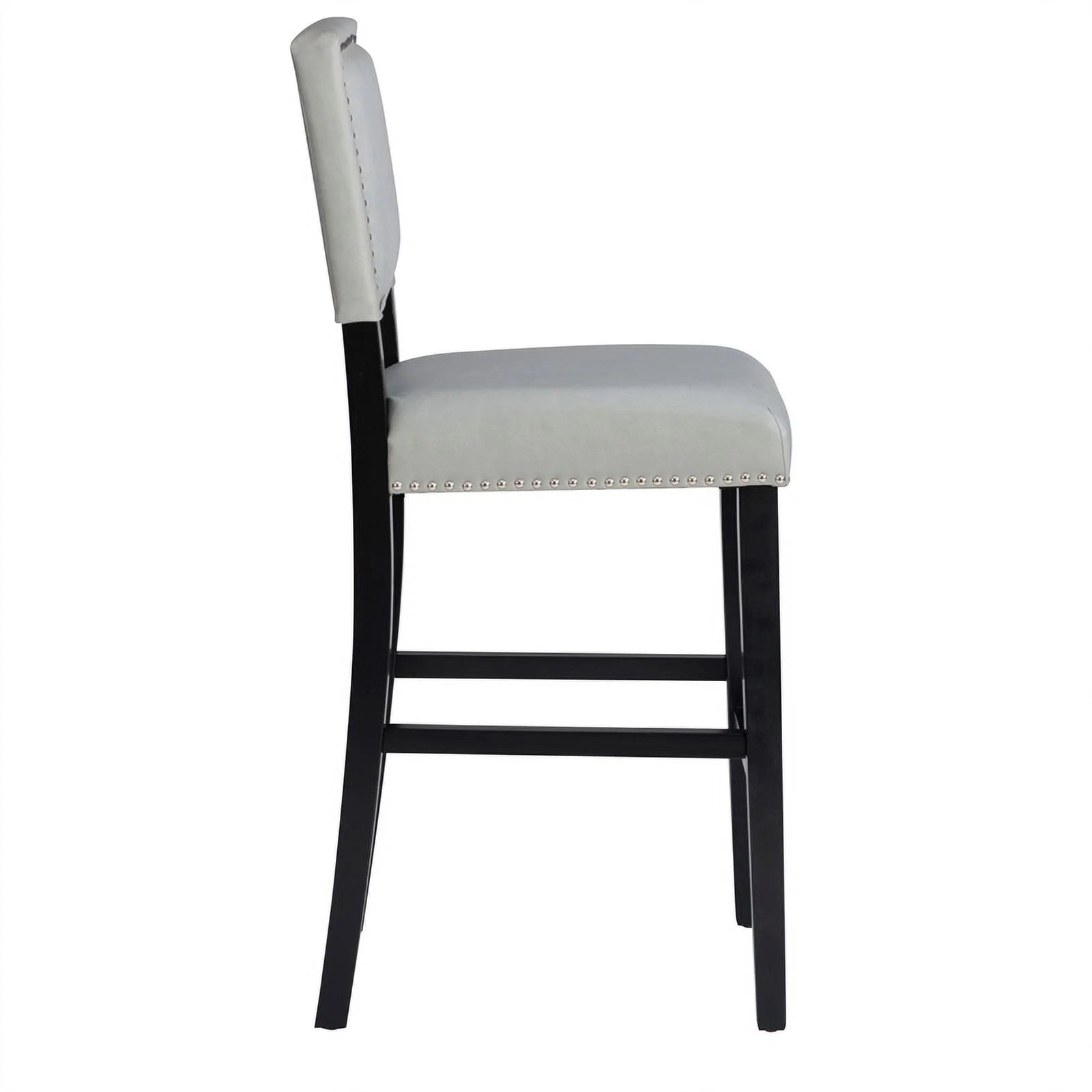 30" Faux Leather & Wood Bar Stool in Dove Gray/Black P31552