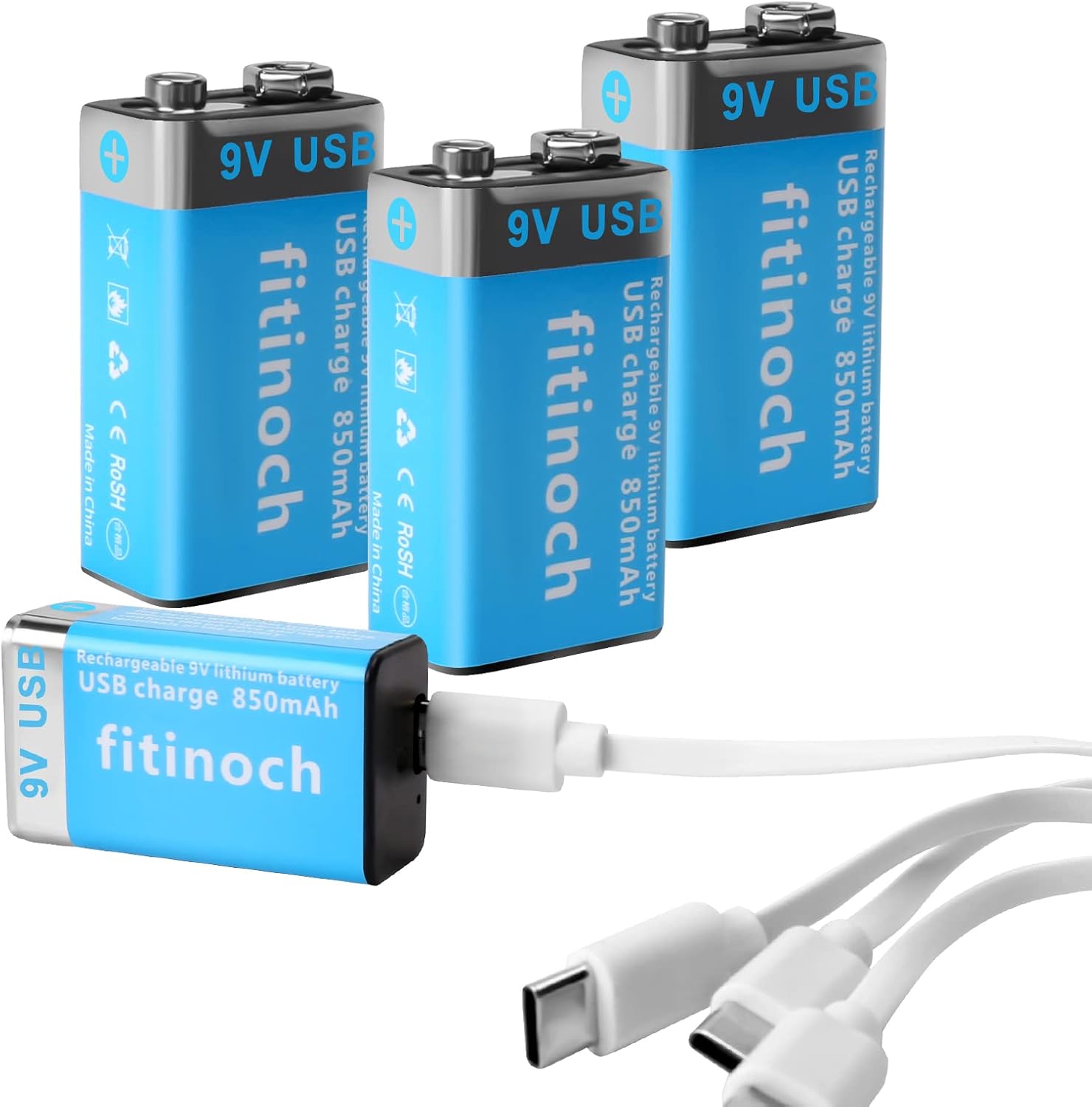 10 Pack Rechargeable AA Lithium Batteries with 4 in 1 USB Charging Cable X871