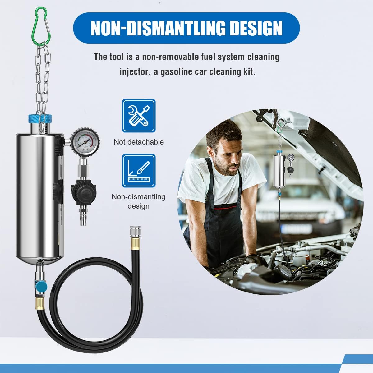 Fuel Injector Cleaner Machine for Gasoline Car, Non-Dismantle Fuel System Cleaner Set S8431