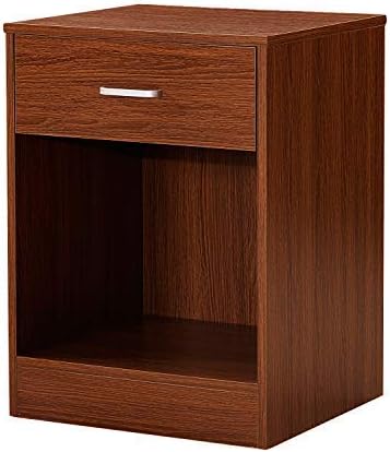 Red Oak & White Nightstand with Drawer Cabinet K213