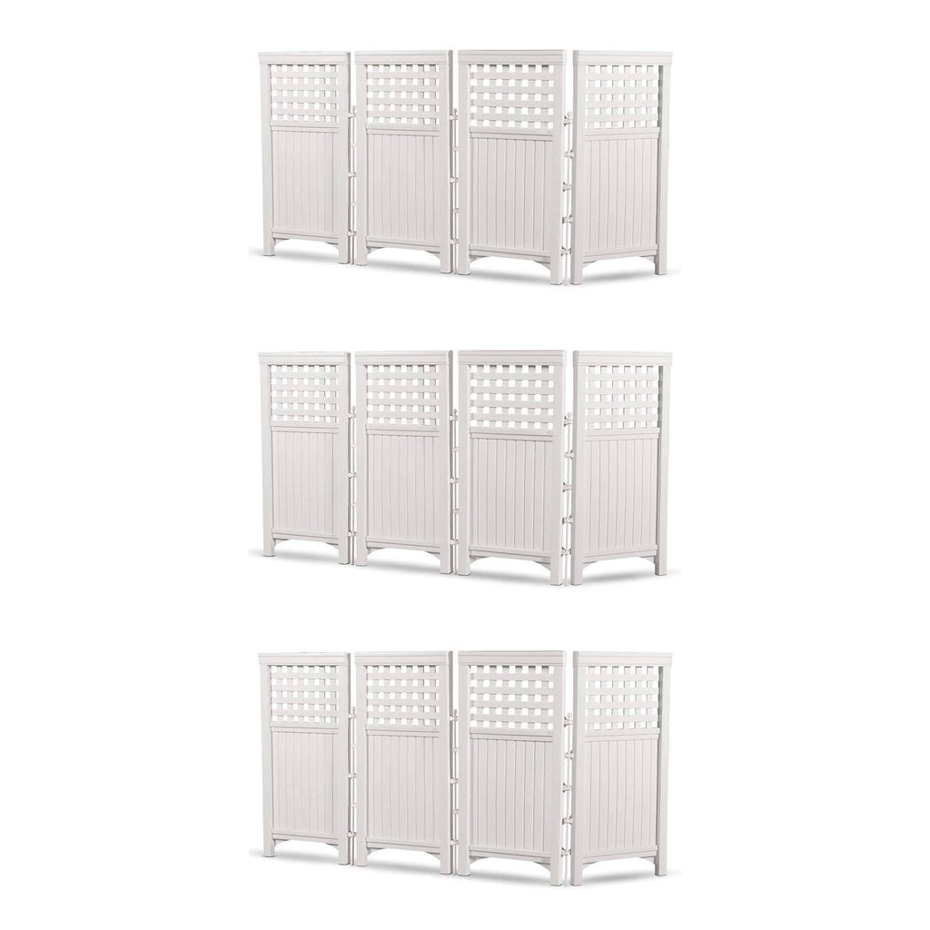 White 3 Pack 4 Panel Gated Fence Screen Enclosure G7895