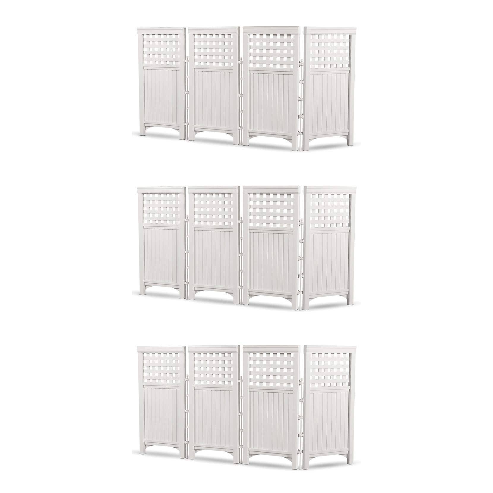 White 3 Pack 4 Panel Gated Fence Screen Enclosure G7895