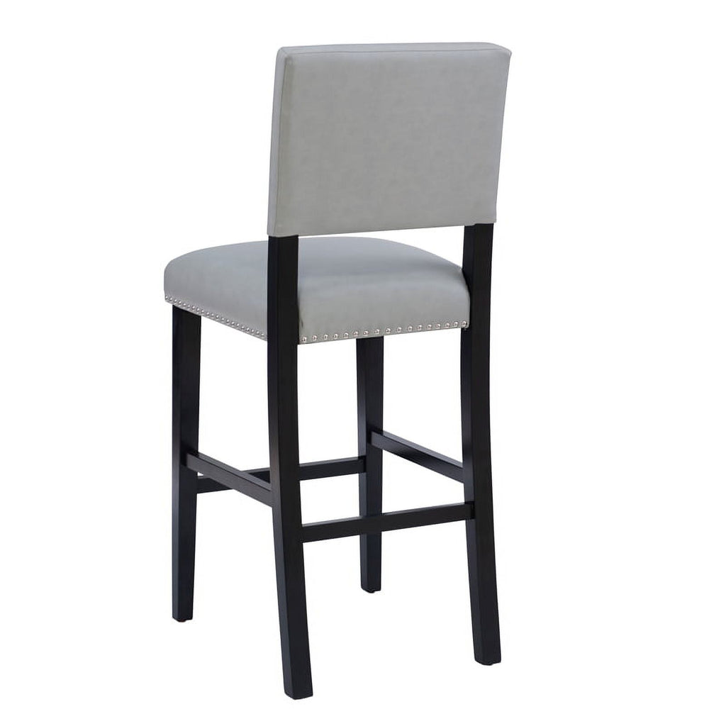 30" Faux Leather & Wood Bar Stool in Dove Gray/Black P31552