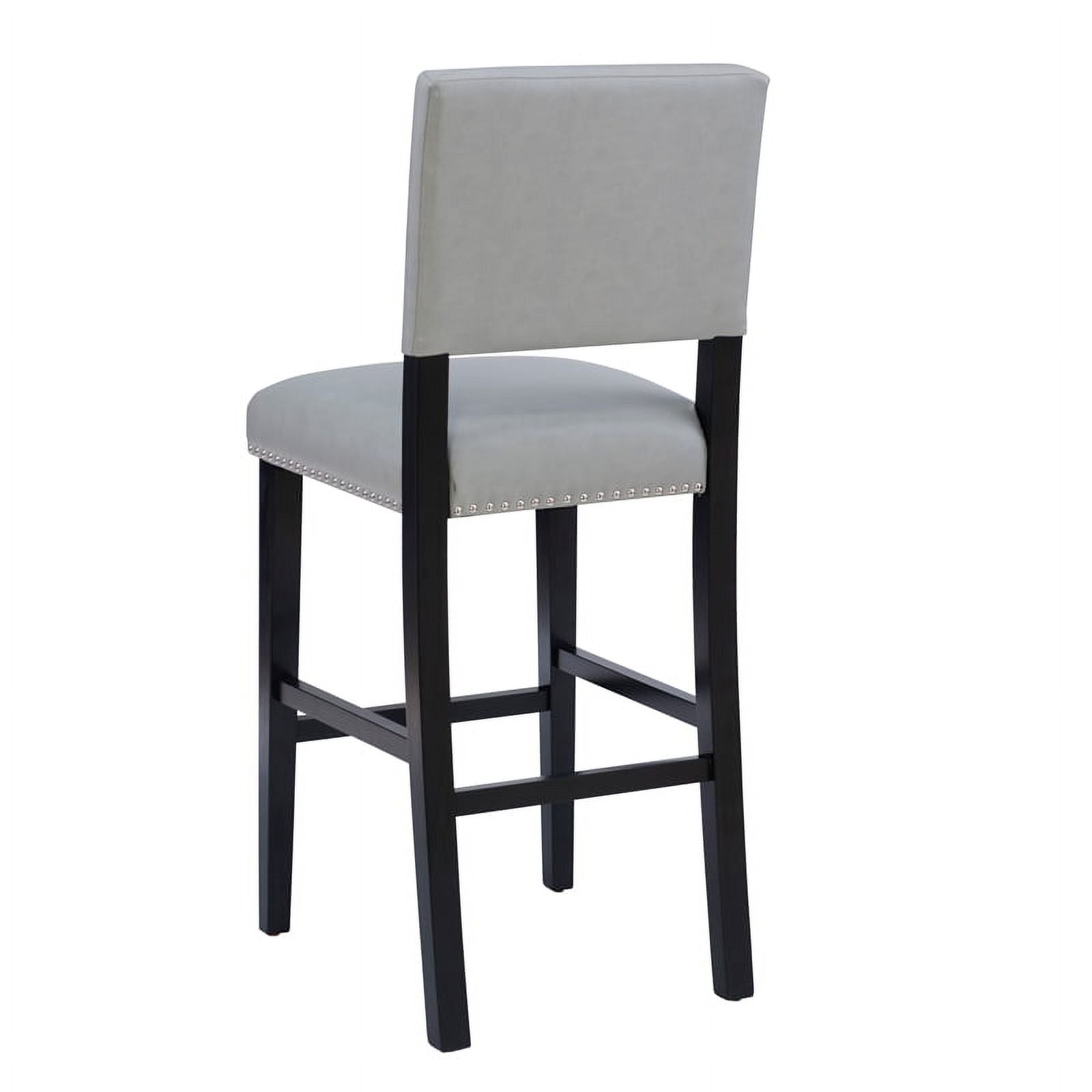 30" Faux Leather & Wood Bar Stool in Dove Gray/Black P31552