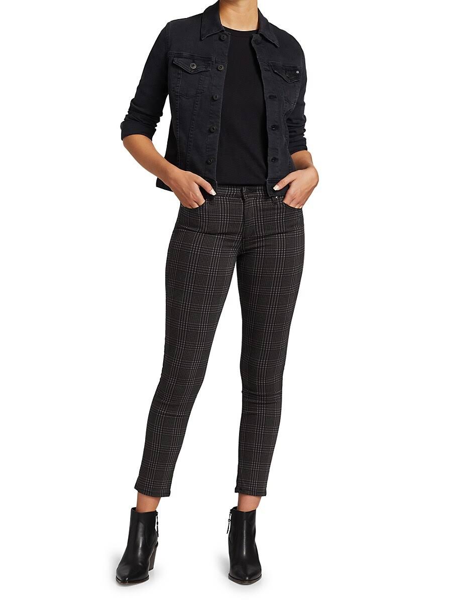 26 28 Houndstooth Plaid Ankle Jeans F919021
