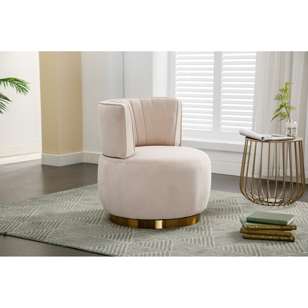 Velvet Swivel Barrel Accent Sofa Chair N6583
