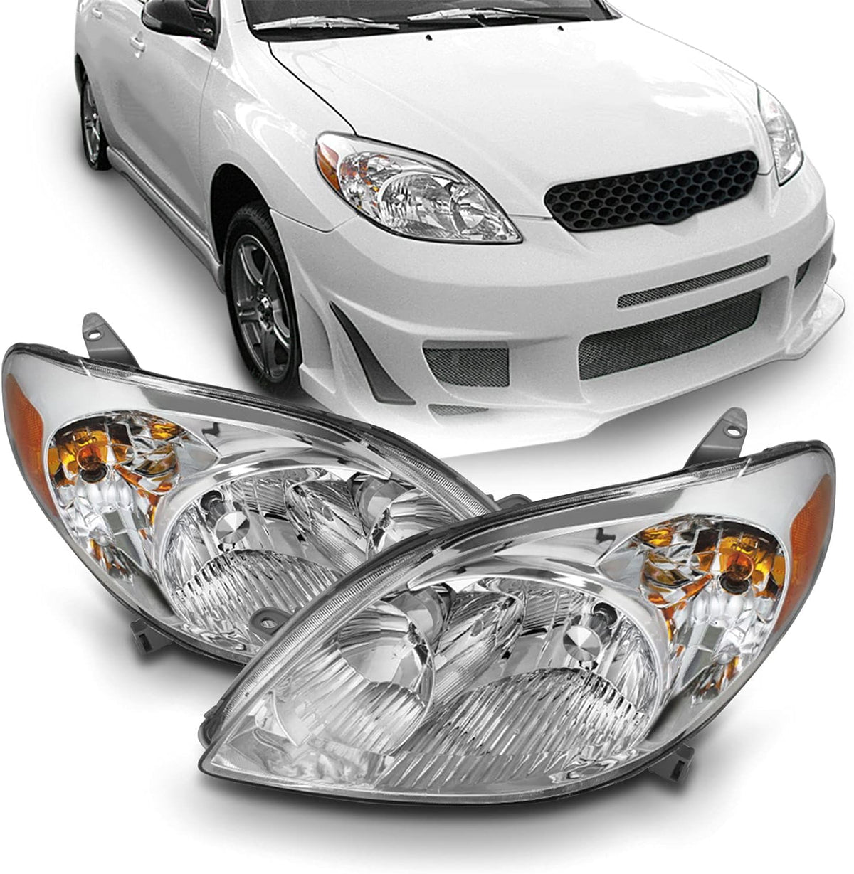 Chrome Headlights Pair for 2003-2008 Toyota Matrix Wagon 4Door I902249