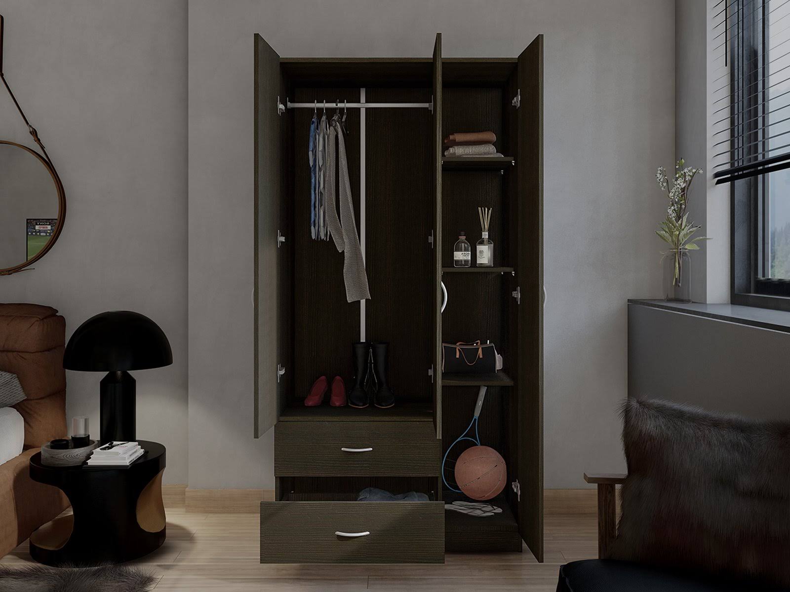 3 Door Armoire Espresso F1701