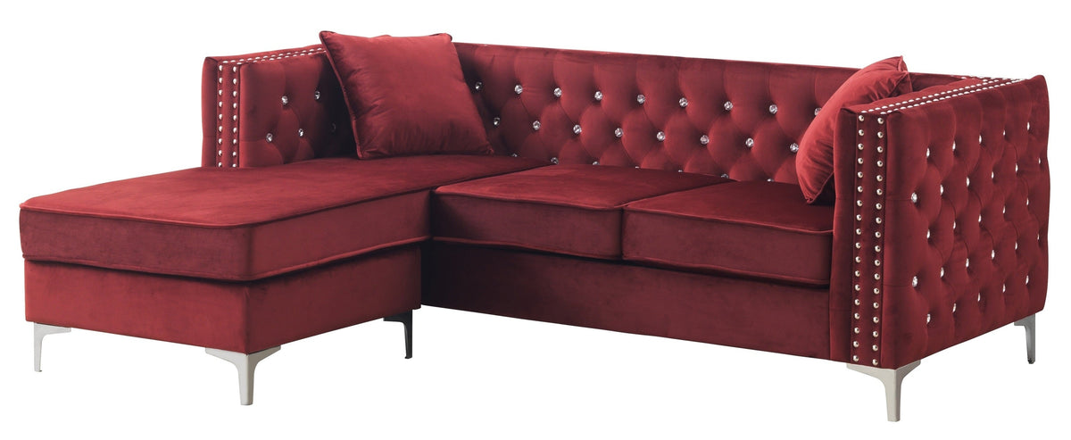 Burgundy Sectional Sofa Chaise J741