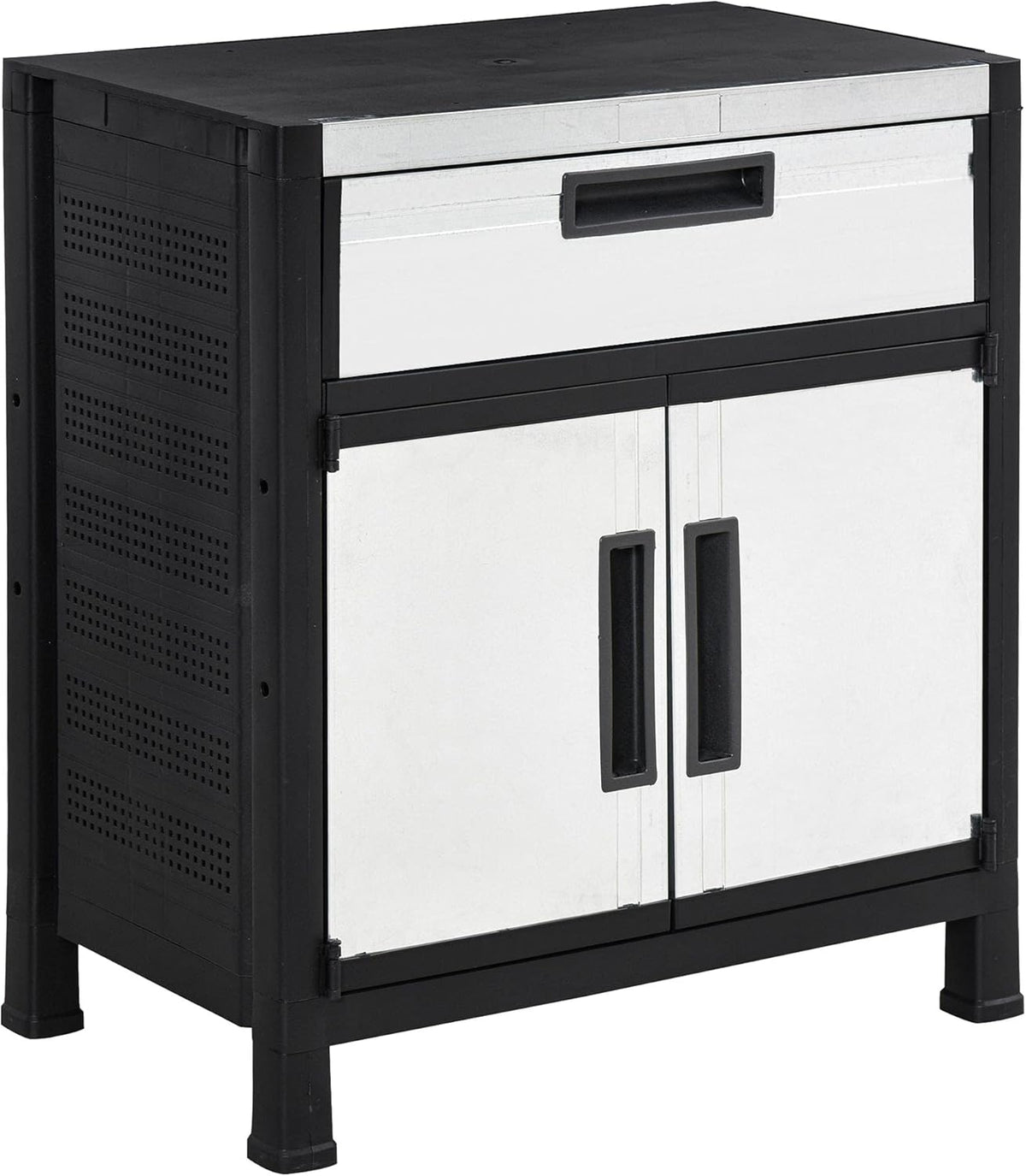 Outdoor Storage Sheds Cabinet with Adjustable Shelves, Waterproof PP & Galvanized Steel G26178