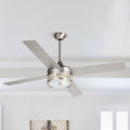 52-Inch Satin Nickel 4-Blades Ceiling Fan with Crystal Shade L716742