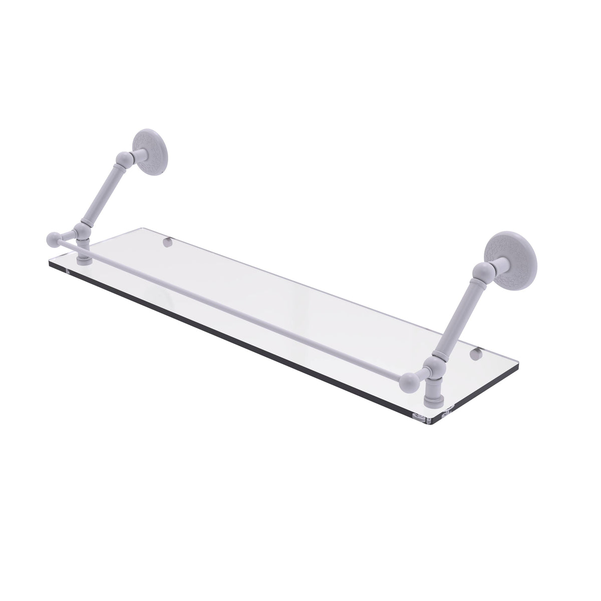 30 in. Floating Glass Shelf with Gallery Rail Matte White F9578