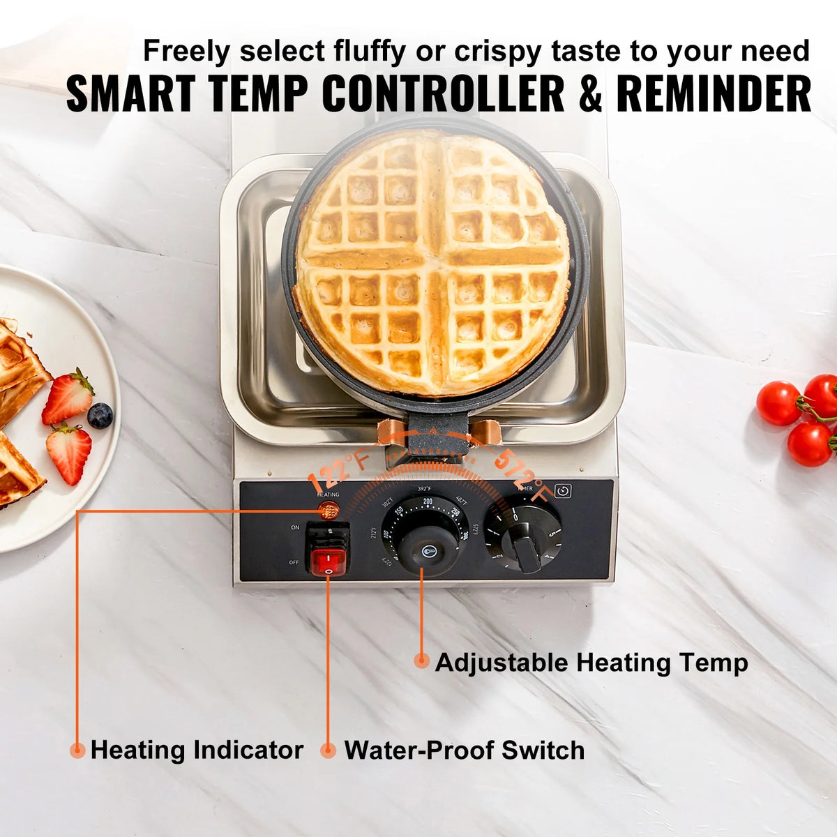 1300W Rotatable Non-Stick Round Waffle Maker H7556