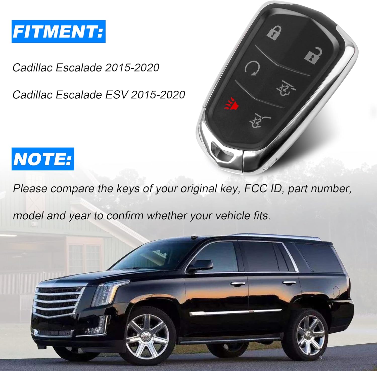 6-Btn Key Fob Remote Control Replacement Car Keyless Entry Q3978